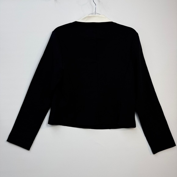 Reformation Pia Knit Top Jacket Women XL Black White Contrast Collar Button - Picture 4 of 10